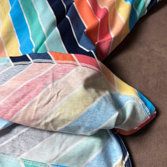 Land's‎ End Women's 1X LONG Striped Sleeveless Swim Cover Up Dress Pockets - Picture 2 of 10